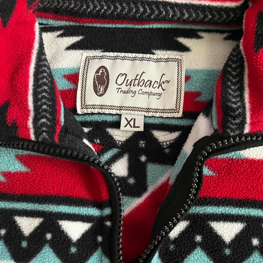 Outback Trading Company Quarter-Zip Aztec Patterned Fleece Pullover XL - Picture 3 of 8